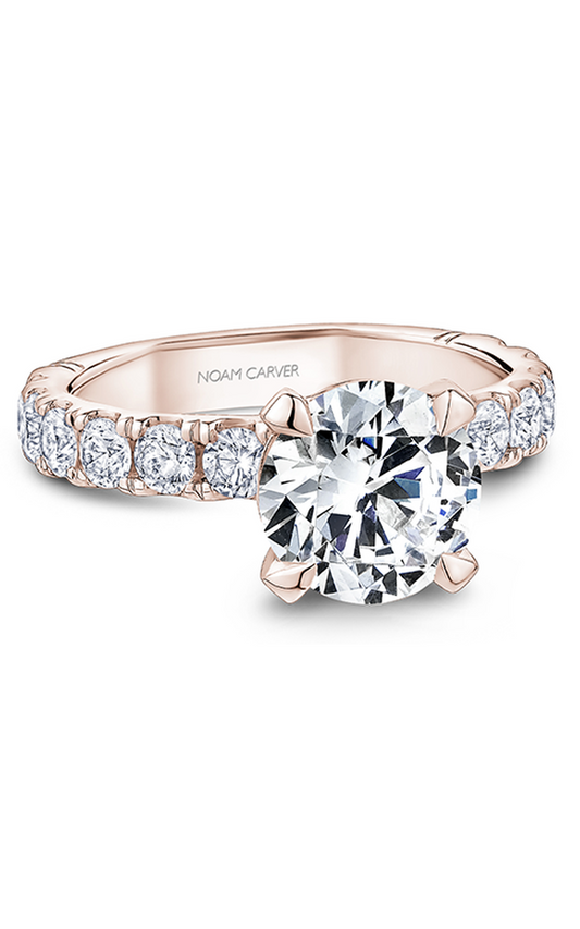 18K Rose Gold Atelier Sidestone Round Engagement Ring