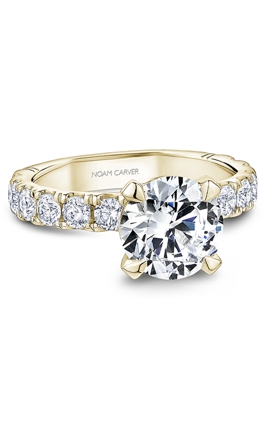 18K Yellow Gold Atelier Sidestone Round Engagement Ring