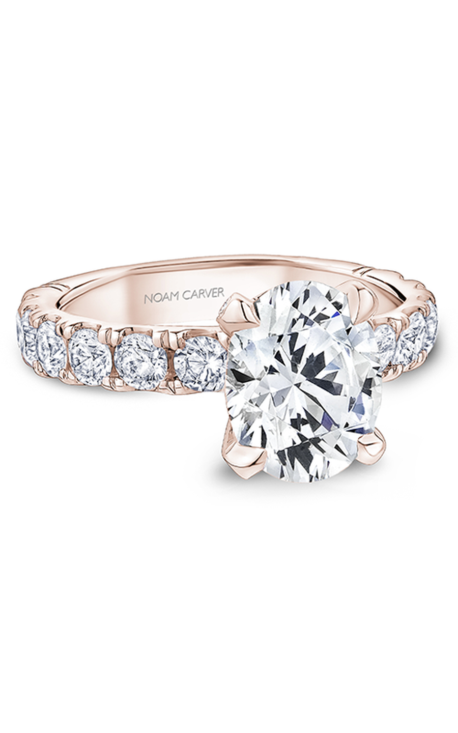 14K Rose Gold Atelier Sidestone Oval Engagement Ring