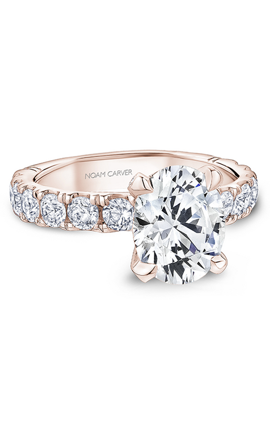 14K Rose Gold Atelier Sidestone Oval Engagement Ring