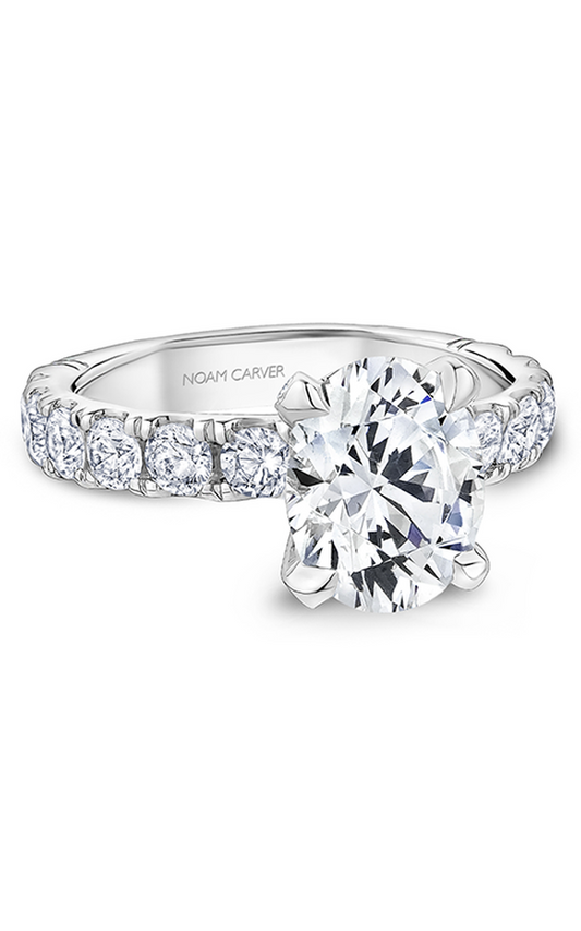14K White Gold Atelier Sidestone Oval Engagement Ring