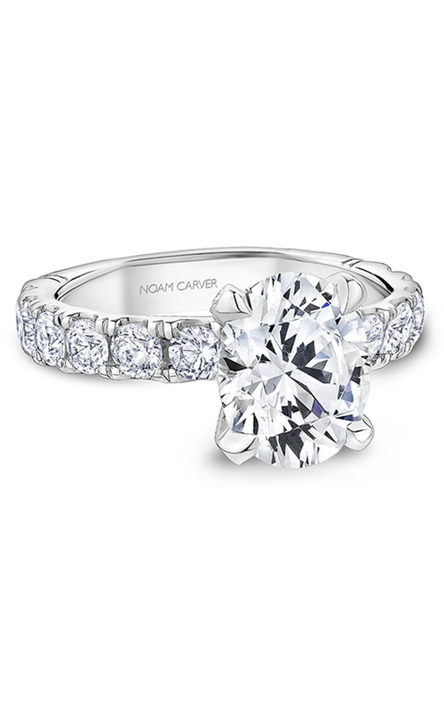 18K White Gold Atelier Sidestone Oval Engagement Ring