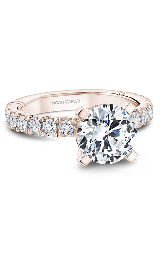 18K Rose Gold Atelier Sidestone Round Engagement Ring