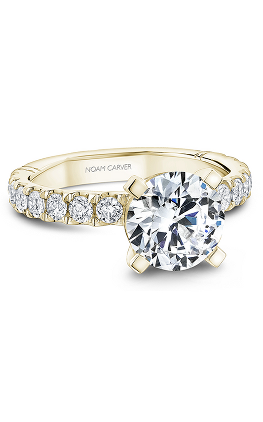 14K Yellow Gold Atelier Sidestone Round Engagement Ring