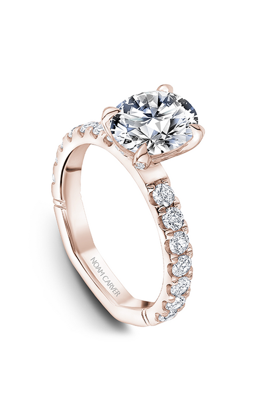 14K Rose Gold Atelier Sidestone Oval Engagement Ring