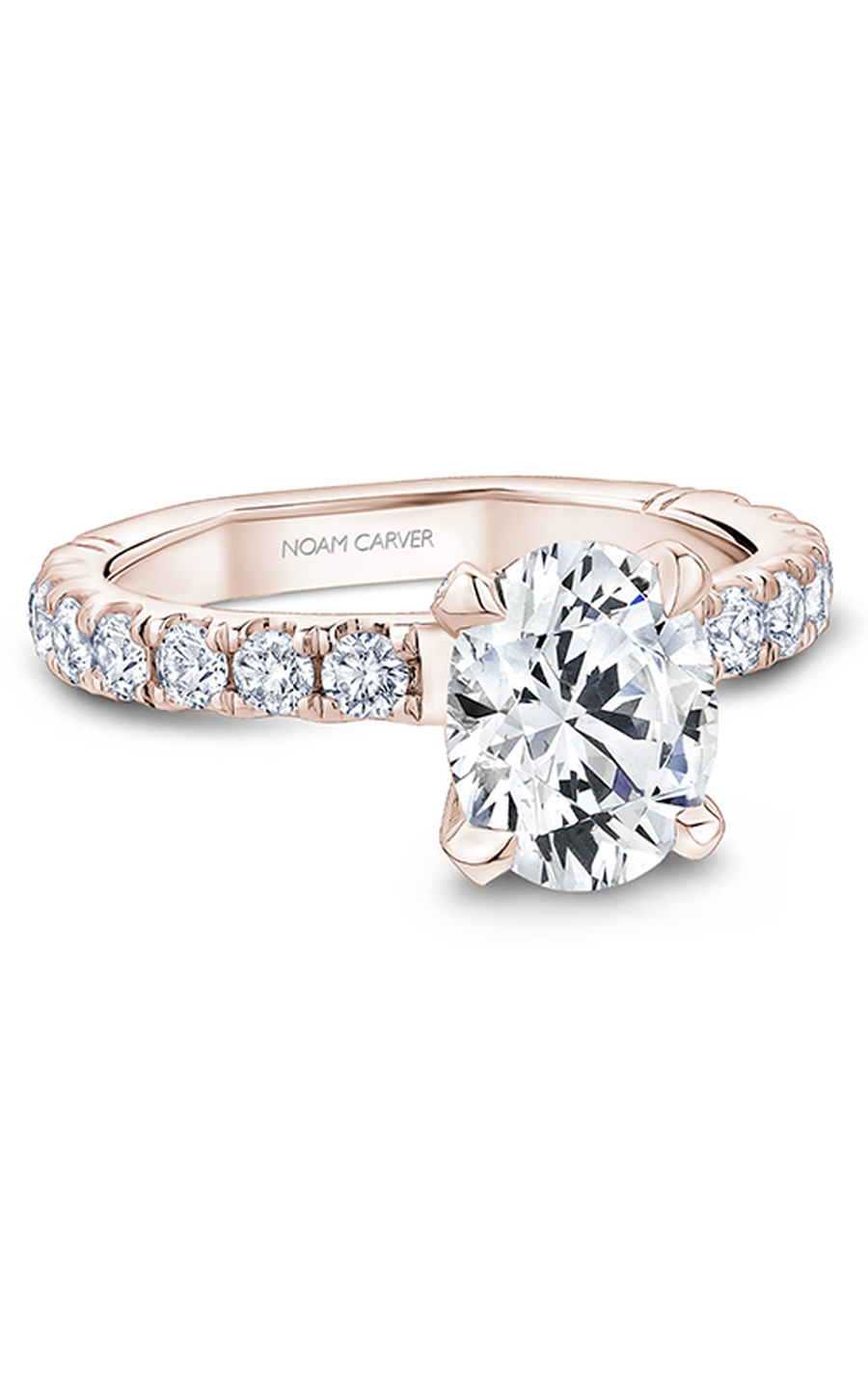 18K Rose Gold Atelier Sidestone Oval Engagement Ring