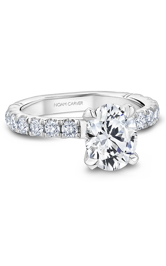 14K White Gold Atelier Sidestone Oval Engagement Ring
