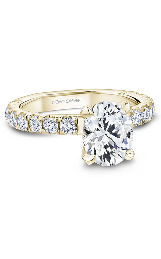 14K Yellow Gold Atelier Sidestone Oval Engagement Ring