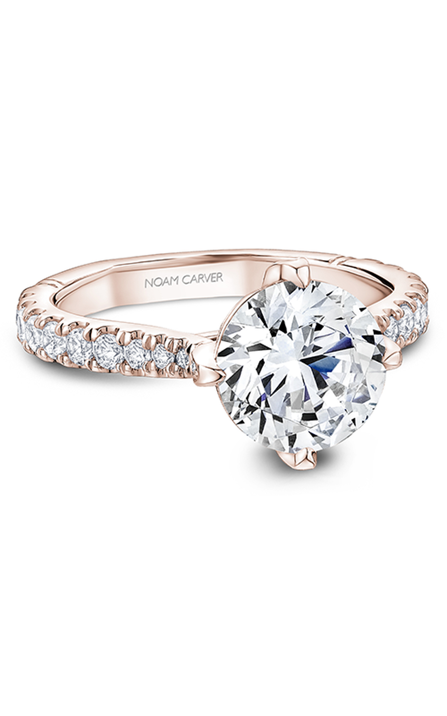 14K Rose Gold Atelier Sidestone Round Engagement Ring
