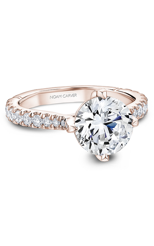 14K Rose Gold Atelier Sidestone Round Engagement Ring