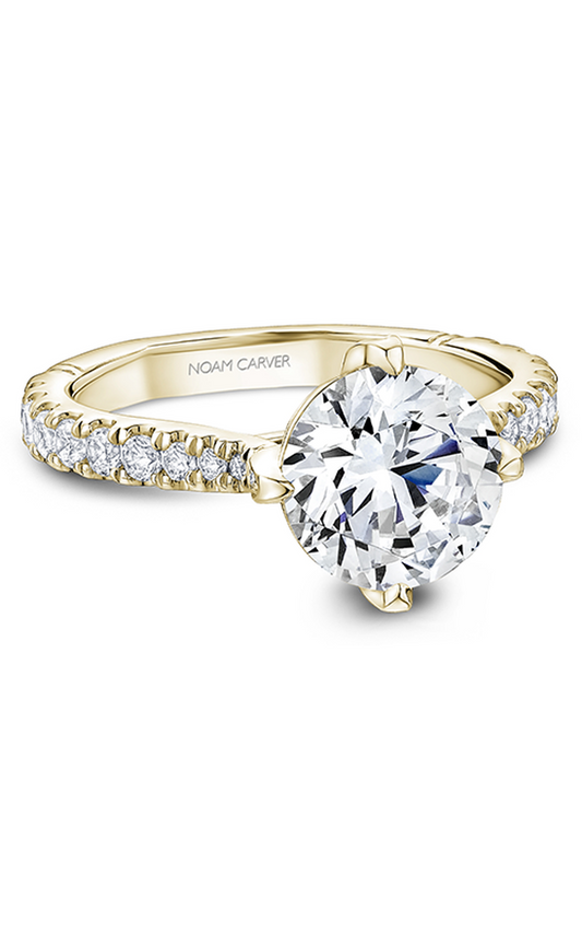 14K Yellow Gold Atelier Sidestone Round Engagement Ring