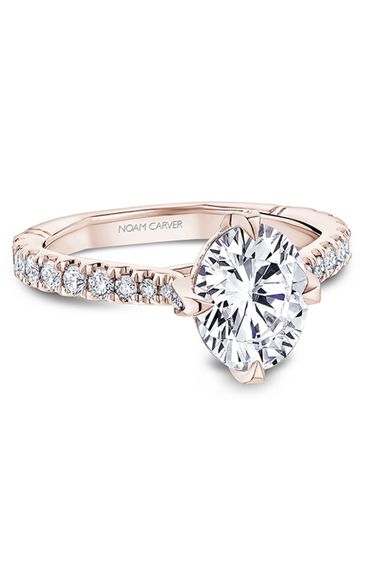14K Rose Gold Atelier Sidestone Oval Engagement Ring