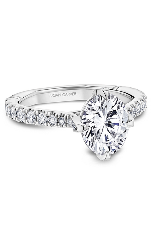 18K White Gold Atelier Sidestone Oval Engagement Ring