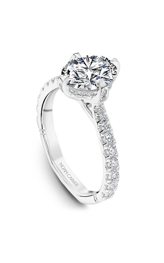 18K White Gold Atelier Sidestone Oval Engagement Ring