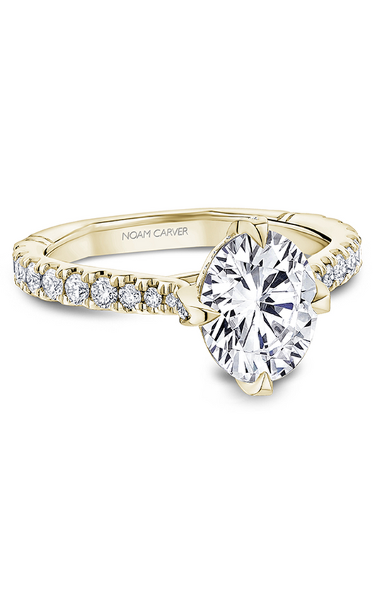 18K Yellow Gold Atelier Sidestone Oval Engagement Ring