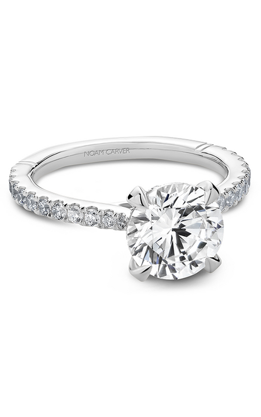 14K White Gold Atelier Sidestone Round Engagement Ring