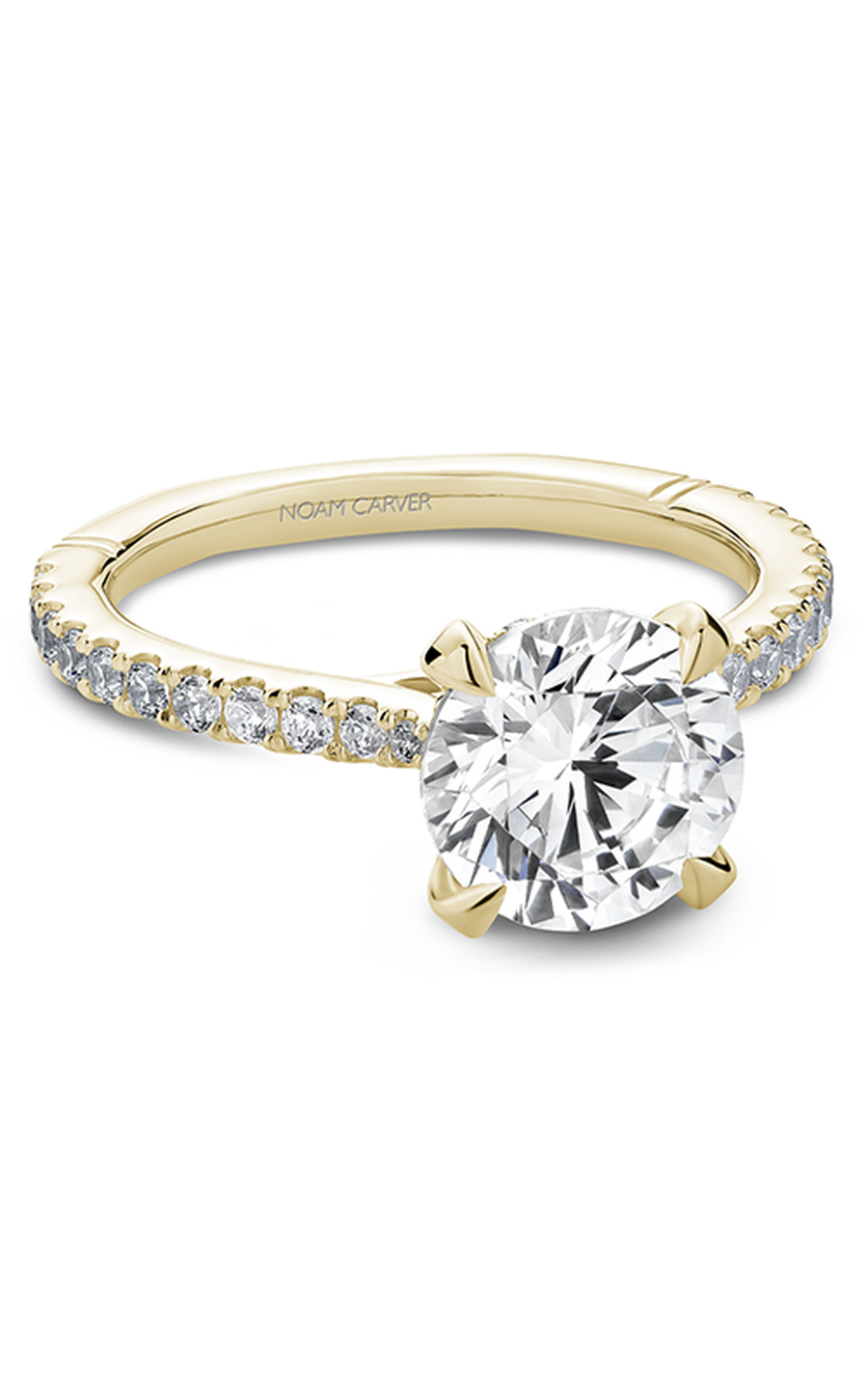 18K Yellow Gold Atelier Sidestone Round Engagement Ring
