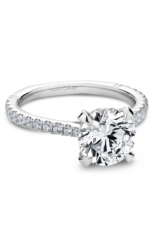 18K White Gold Atelier Sidestone Round Engagement Ring