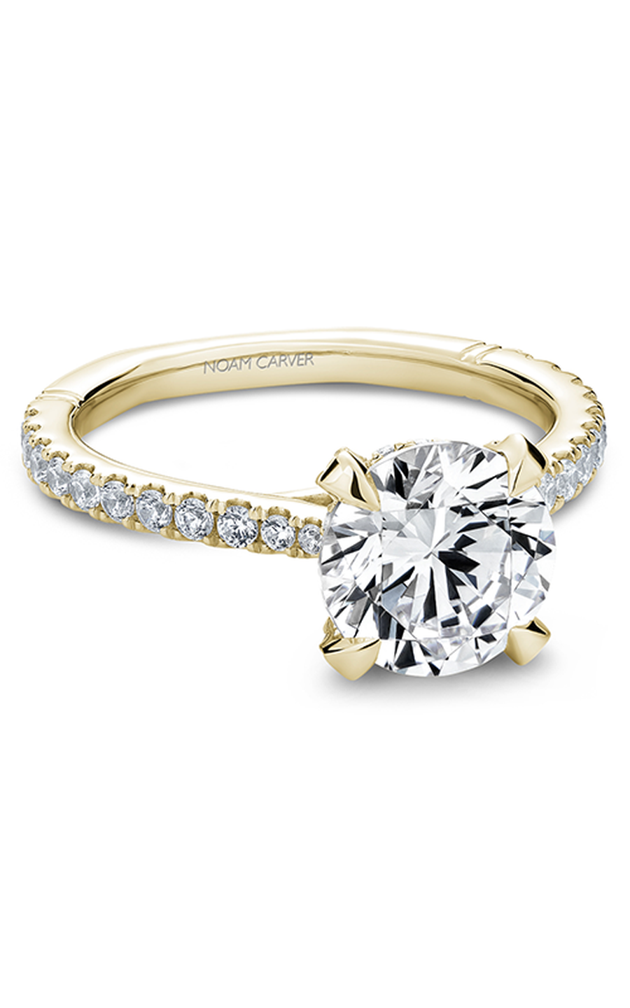 18K Yellow Gold Atelier Sidestone Round Engagement Ring