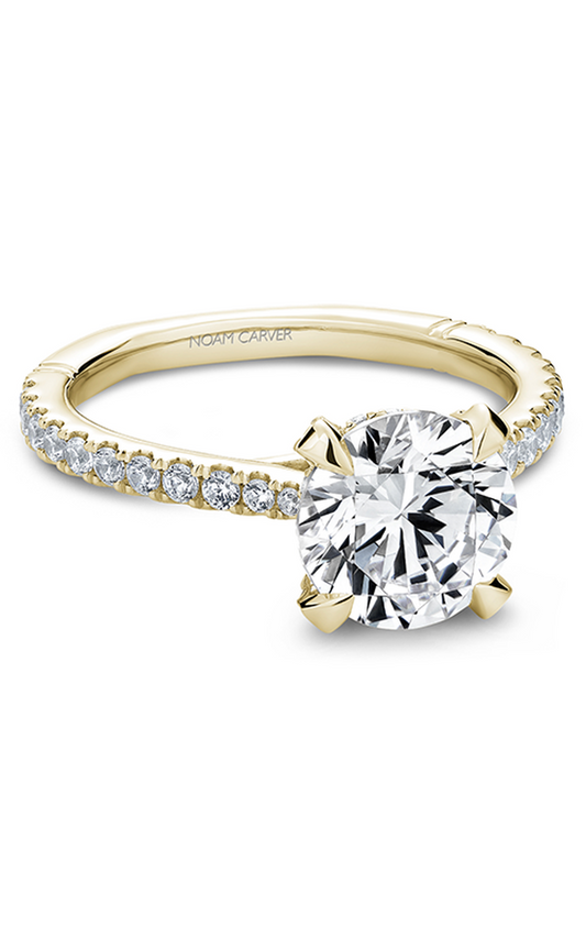 18K Yellow Gold Atelier Sidestone Round Engagement Ring
