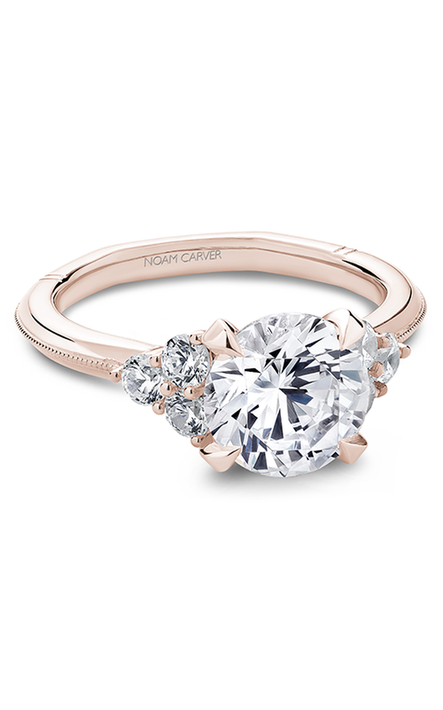 18K Rose Gold Atelier Sidestone Round Engagement Ring