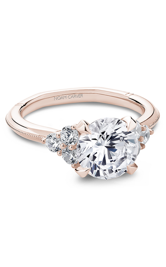 18K Rose Gold Atelier Sidestone Round Engagement Ring