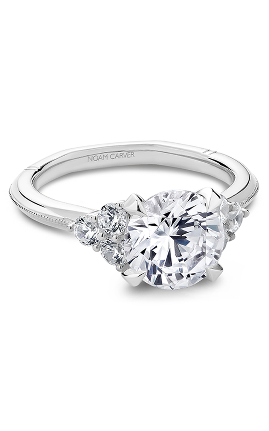 18K White Gold Atelier Sidestone Round Engagement Ring