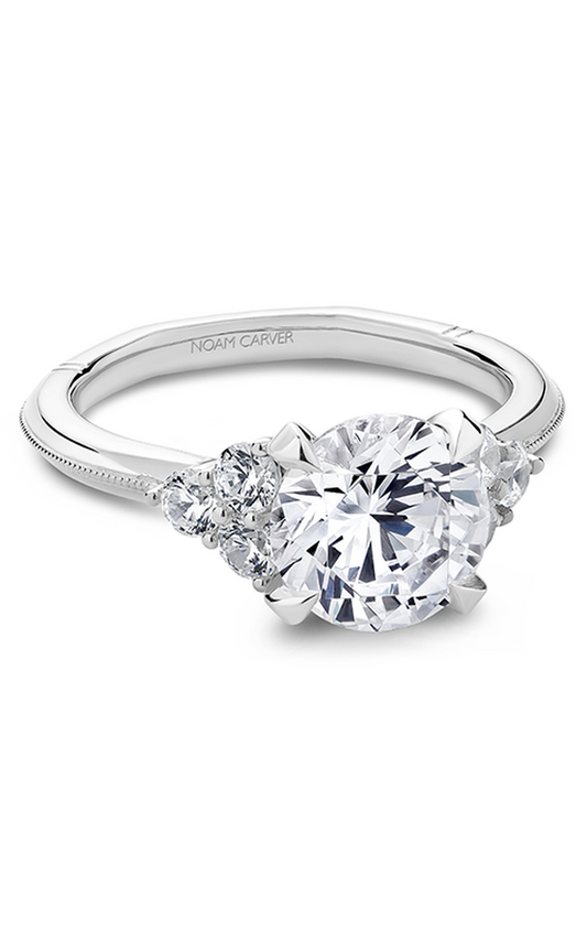 18K White Gold Atelier Sidestone Round Engagement Ring