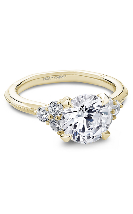 18K Yellow Gold Atelier Sidestone Round Engagement Ring