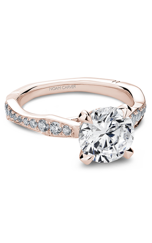 18K Rose Gold Atelier Sidestone Round Engagement Ring