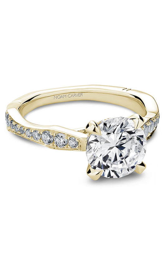14K Yellow Gold Atelier Sidestone Round Engagement Ring
