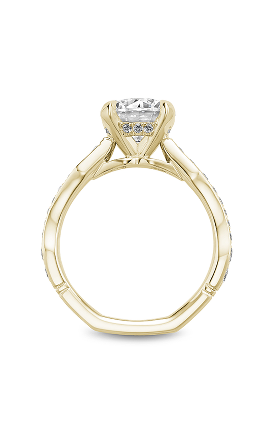 14K Yellow Gold Atelier Sidestone Round Engagement Ring