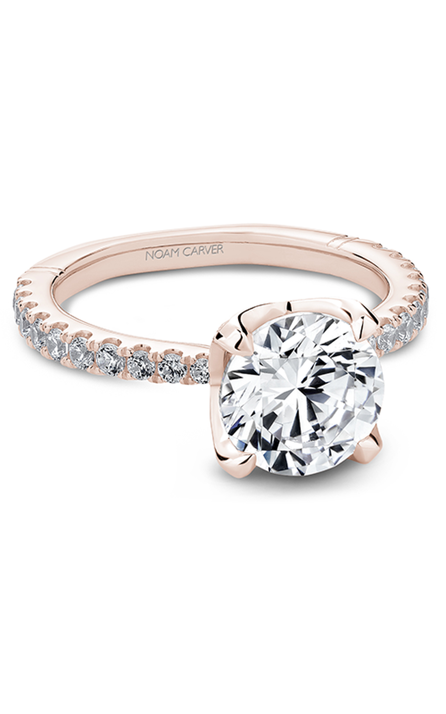 18K Rose Gold Atelier Sidestone Round Engagement Ring