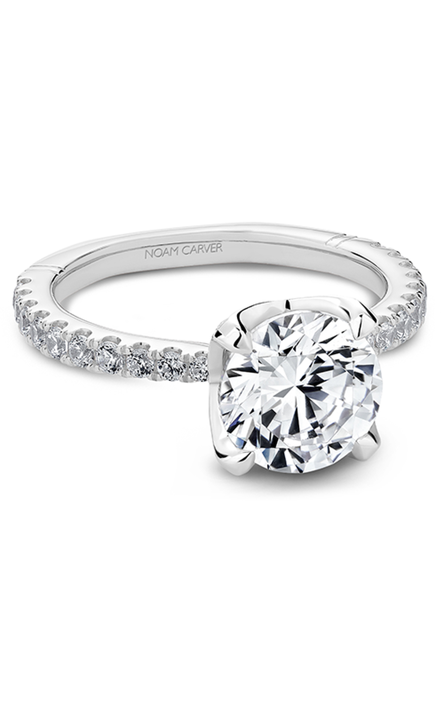 14K White Gold Atelier Sidestone Round Engagement Ring