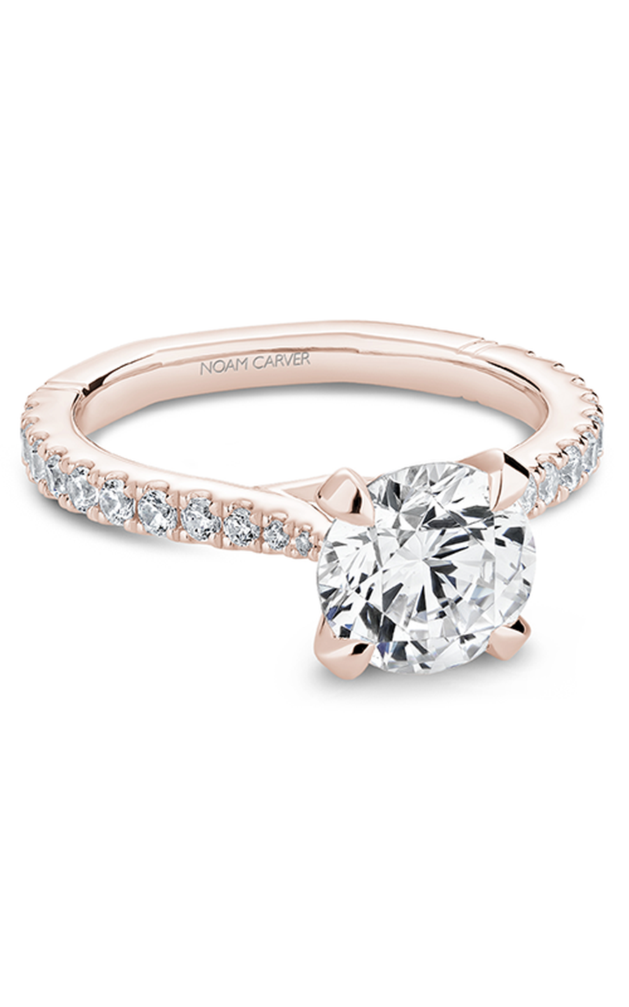 18K Rose Gold Atelier Sidestone Round Engagement Ring