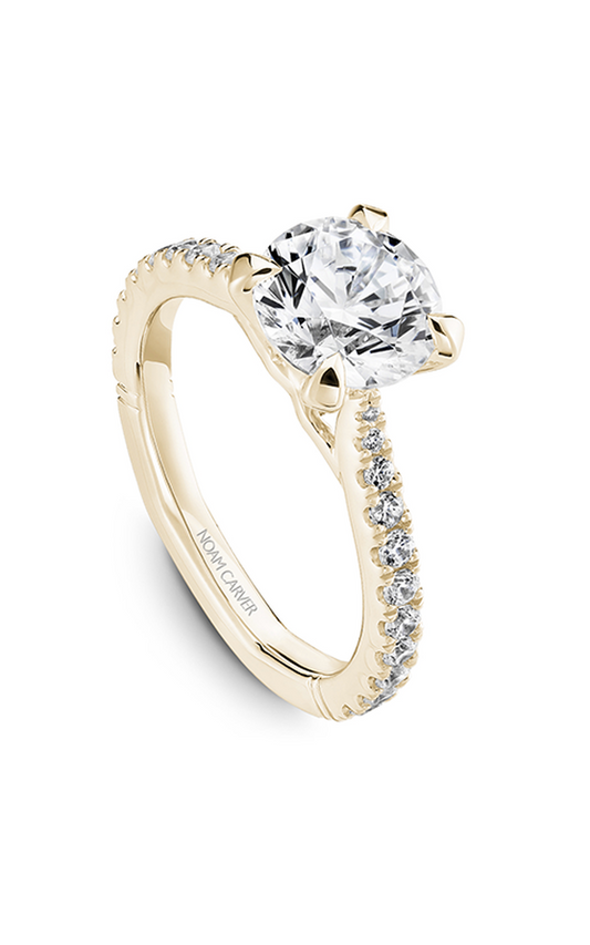 14K Yellow Gold Atelier Sidestone Round Engagement Ring