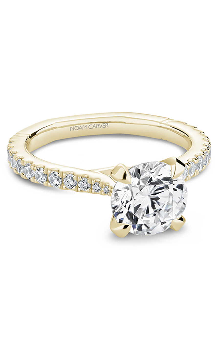 18K Yellow Gold Atelier Sidestone Round Engagement Ring