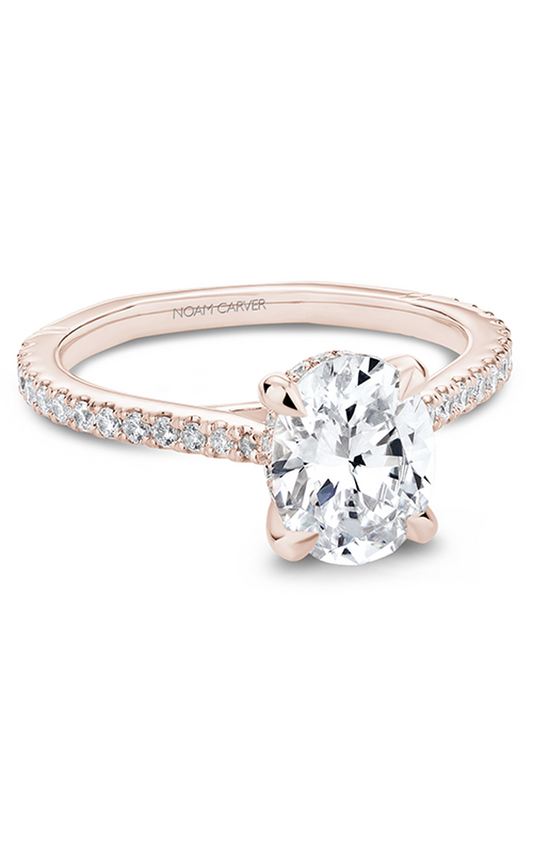 14K Rose Gold Atelier Sidestone Oval Engagement Ring