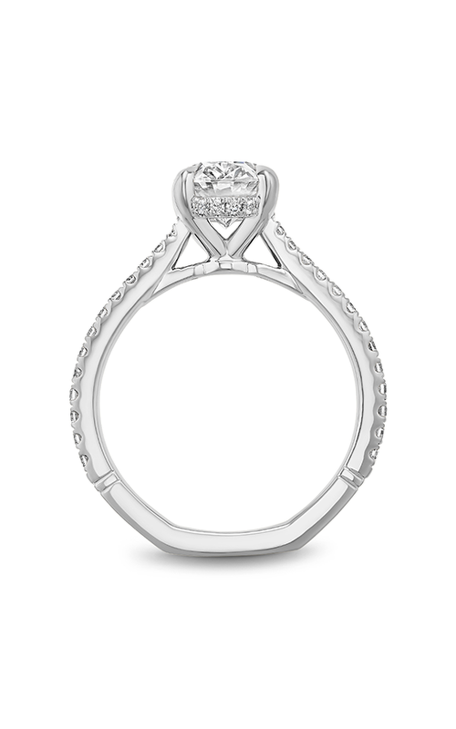 14K White Gold Atelier Sidestone Oval Engagement Ring