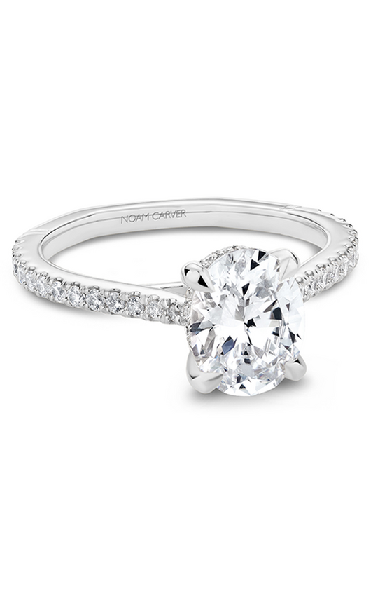18K White Gold Atelier Sidestone Oval Engagement Ring