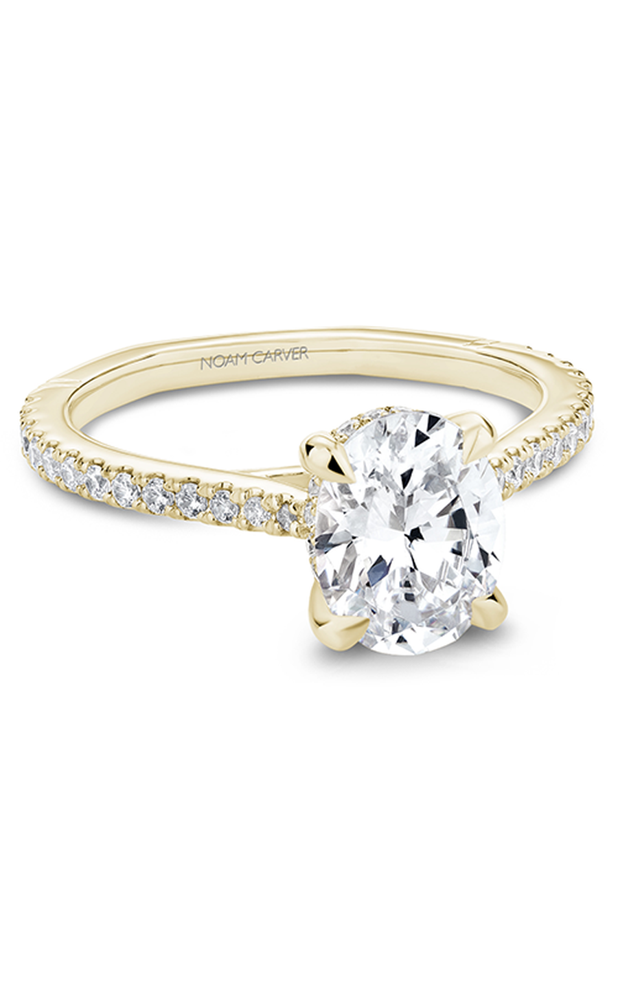 18K Yellow Gold Atelier Sidestone Oval Engagement Ring