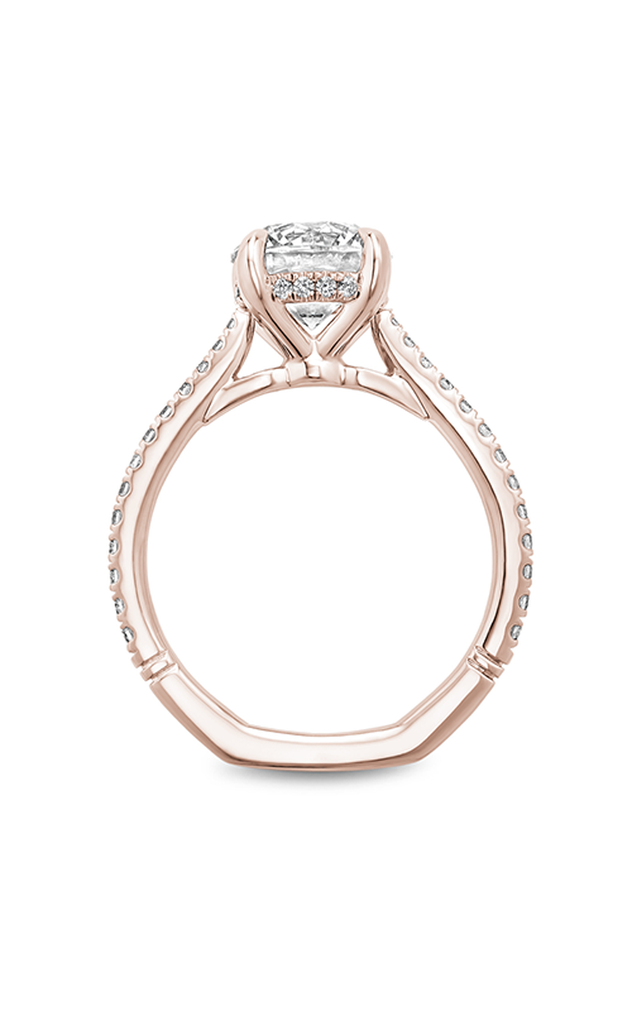 14K Rose Gold Atelier Sidestone Round Engagement Ring