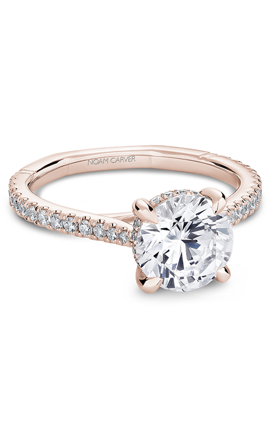 18K Rose Gold Atelier Sidestone Round Engagement Ring