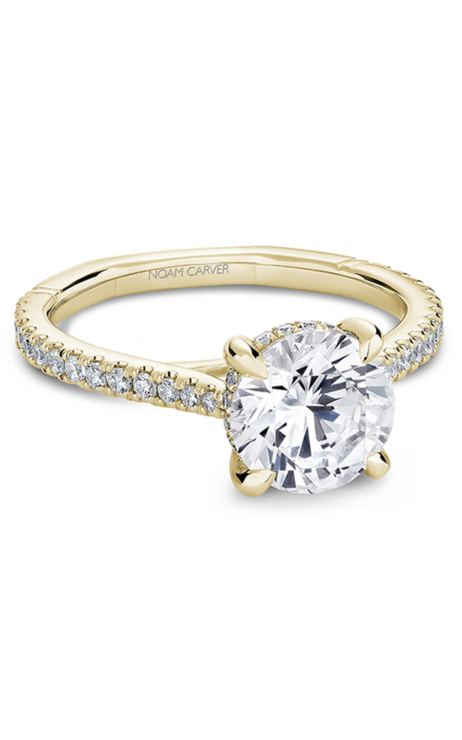 18K Yellow Gold Atelier Sidestone Round Engagement Ring