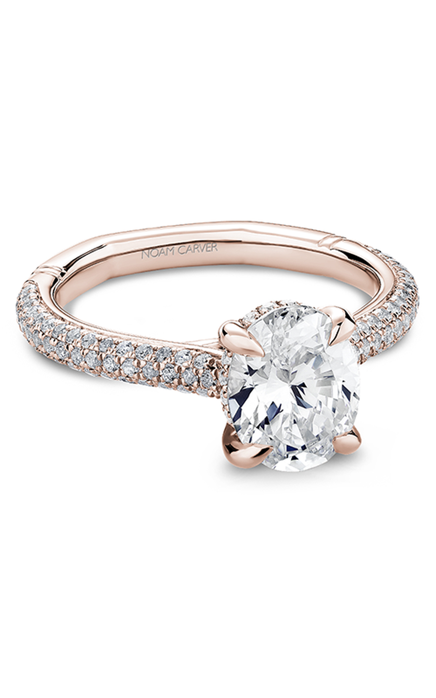 18K Rose Gold Atelier Sidestone Oval Engagement Ring