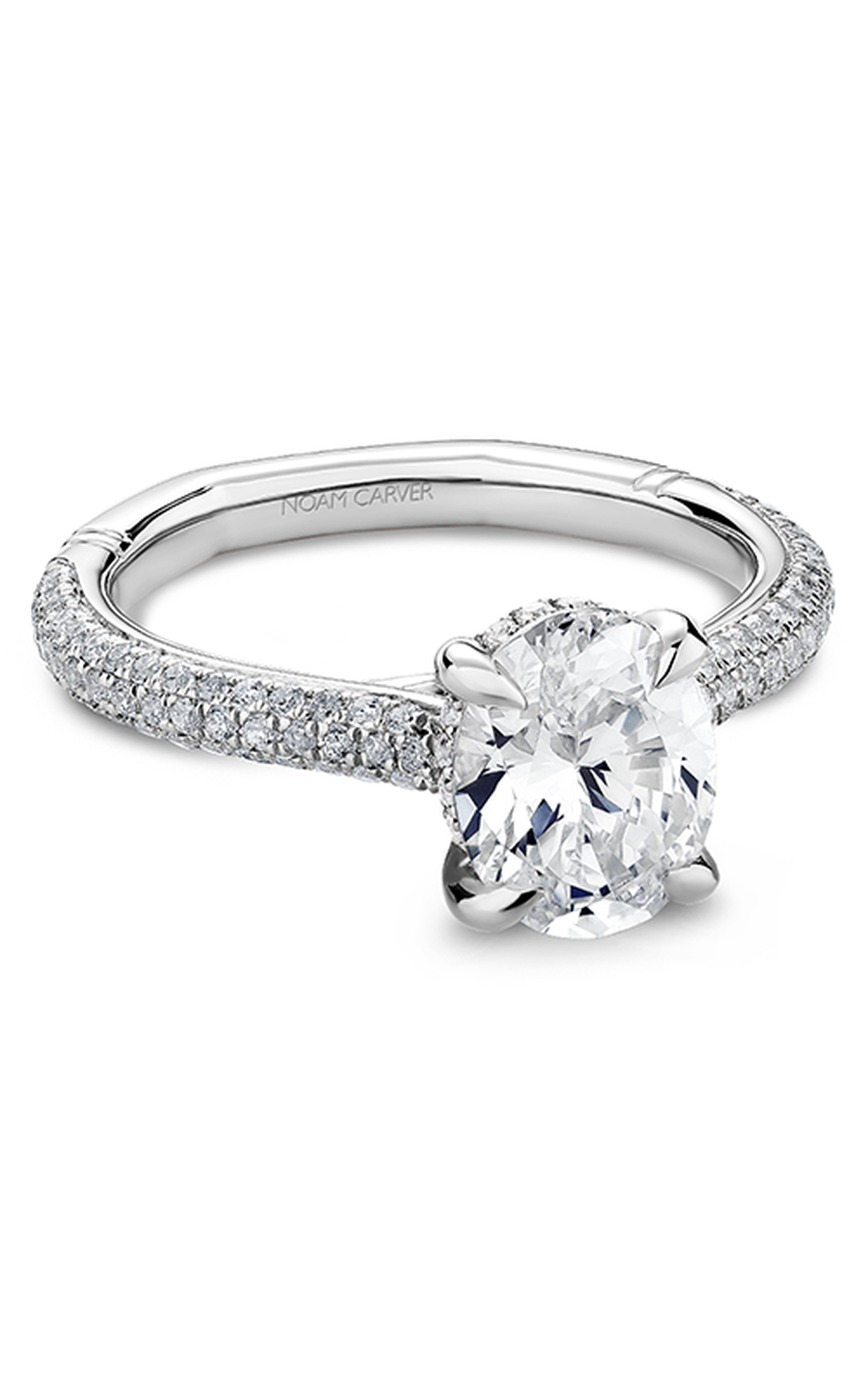 18K White Gold Atelier Sidestone Oval Engagement Ring