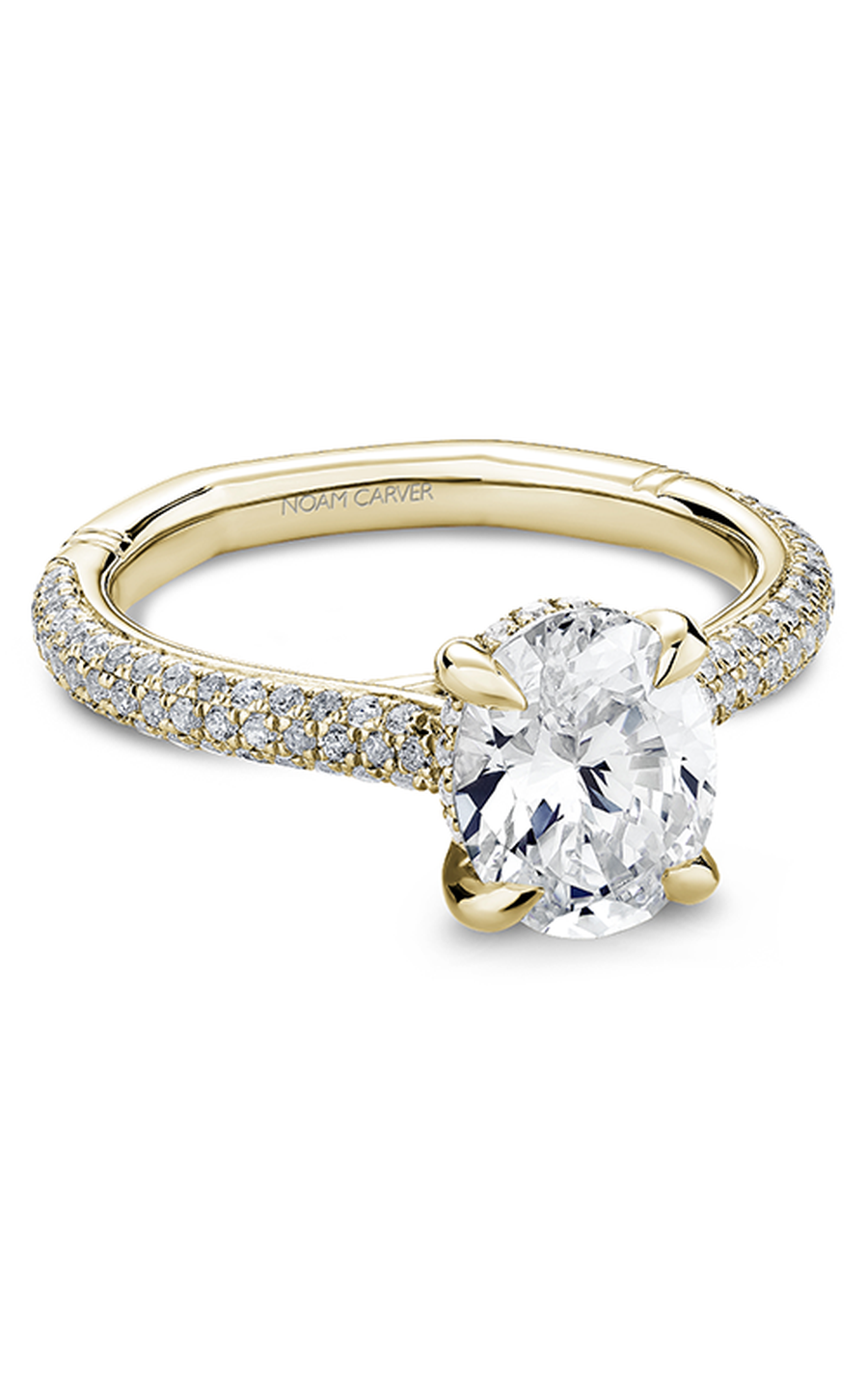 18K Yellow Gold Atelier Sidestone Oval Engagement Ring