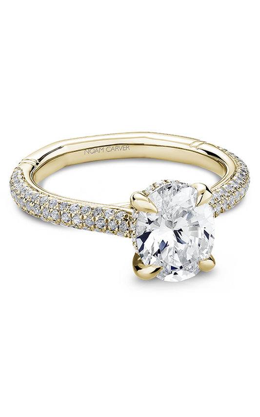 18K Yellow Gold Atelier Sidestone Oval Engagement Ring