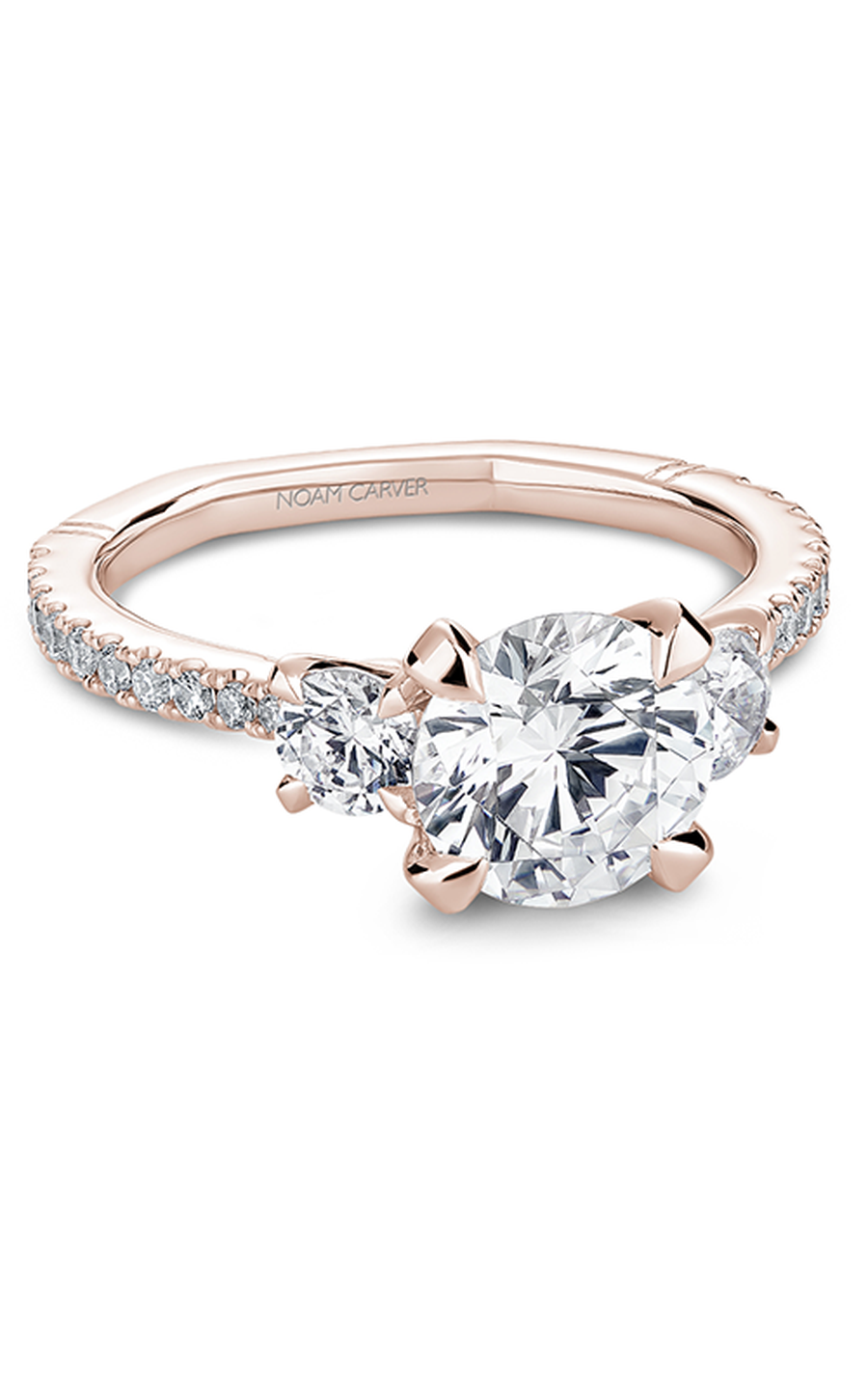 18K Rose Gold Atelier Three Stone Round Engagement Ring