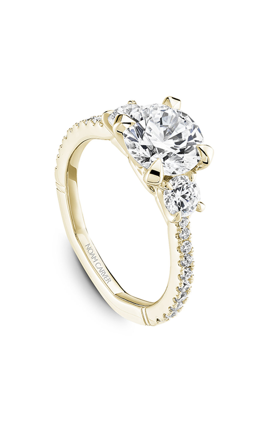 18K Yellow Gold Atelier Three Stone Round Engagement Ring